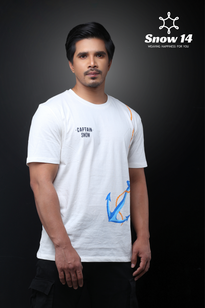 Captain Snow Anchor T-Shirt White Color - Snow14